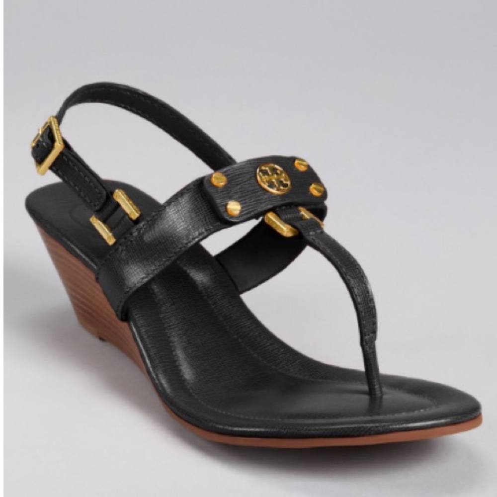 Tory Burch Robinson Demi Wedge Sandals Black